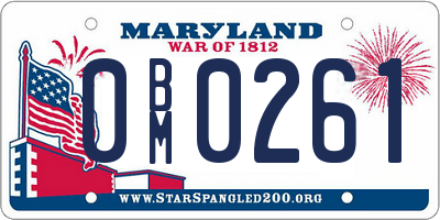 MD license plate 0BM0261