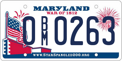 MD license plate 0BM0263