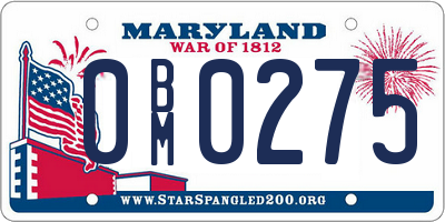 MD license plate 0BM0275