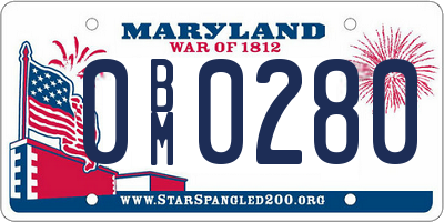 MD license plate 0BM0280