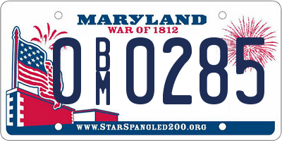 MD license plate 0BM0285