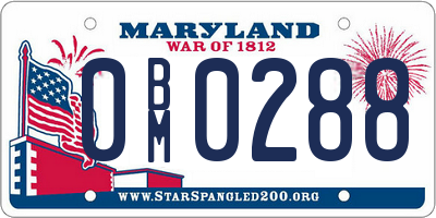 MD license plate 0BM0288