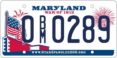 MD license plate 0BM0289