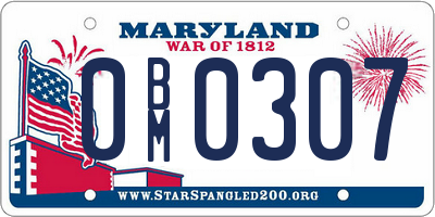 MD license plate 0BM0307
