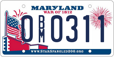 MD license plate 0BM0311