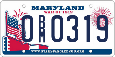 MD license plate 0BM0319