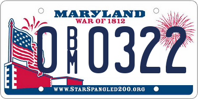MD license plate 0BM0322