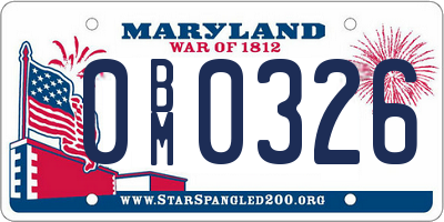 MD license plate 0BM0326