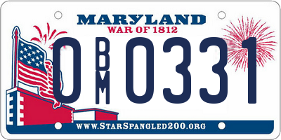 MD license plate 0BM0331