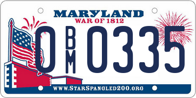 MD license plate 0BM0335