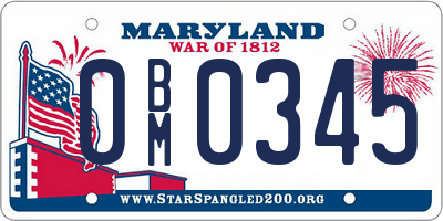 MD license plate 0BM0345