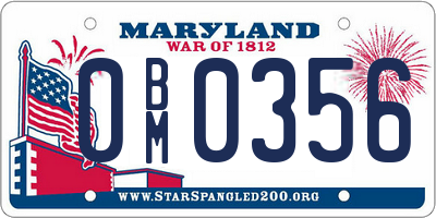 MD license plate 0BM0356