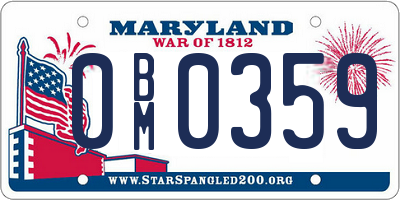 MD license plate 0BM0359
