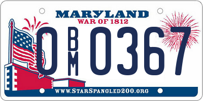 MD license plate 0BM0367