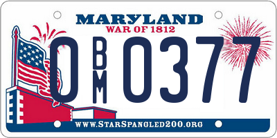 MD license plate 0BM0377