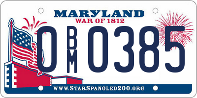 MD license plate 0BM0385