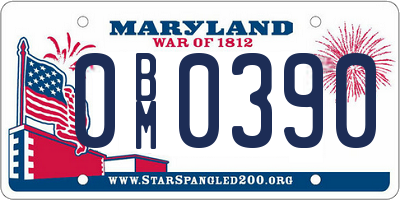 MD license plate 0BM0390