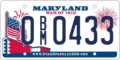 MD license plate 0BM0433