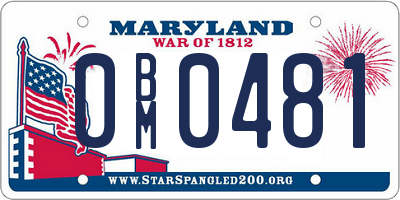 MD license plate 0BM0481
