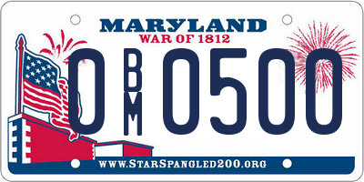 MD license plate 0BM0500