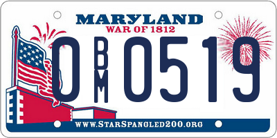 MD license plate 0BM0519