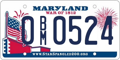 MD license plate 0BM0524