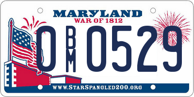 MD license plate 0BM0529