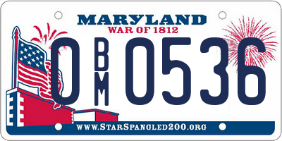 MD license plate 0BM0536