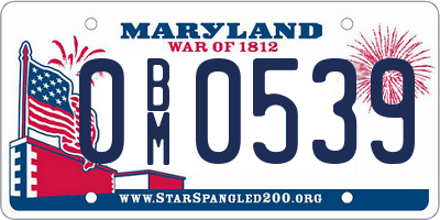 MD license plate 0BM0539
