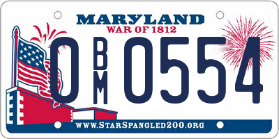 MD license plate 0BM0554