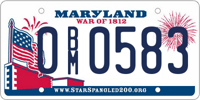 MD license plate 0BM0583
