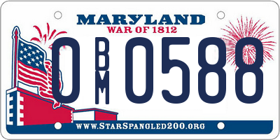MD license plate 0BM0588