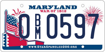 MD license plate 0BM0597