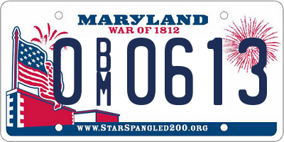 MD license plate 0BM0613