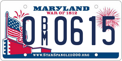 MD license plate 0BM0615