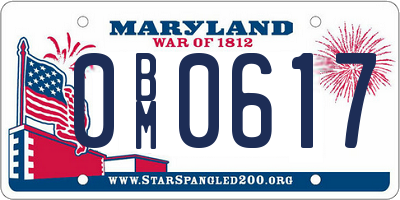 MD license plate 0BM0617