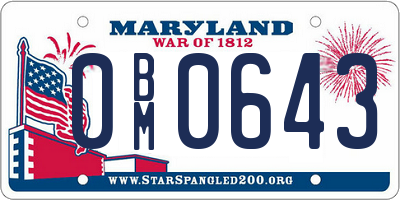 MD license plate 0BM0643