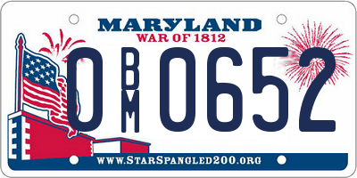 MD license plate 0BM0652
