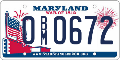 MD license plate 0BM0672