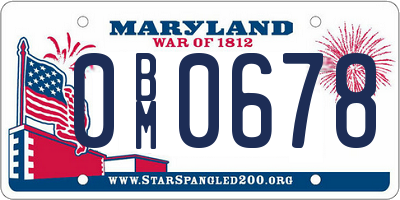MD license plate 0BM0678