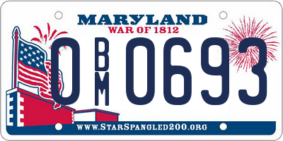 MD license plate 0BM0693