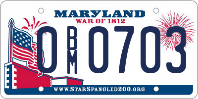 MD license plate 0BM0703