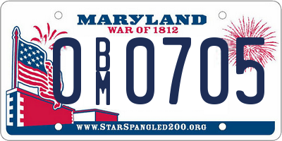 MD license plate 0BM0705