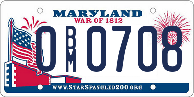 MD license plate 0BM0708