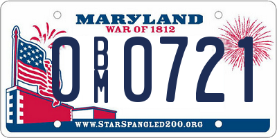 MD license plate 0BM0721