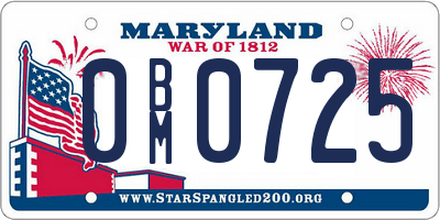 MD license plate 0BM0725