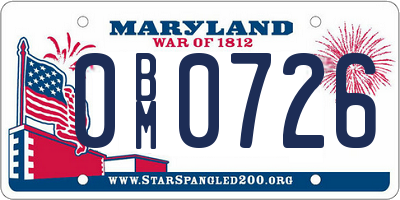 MD license plate 0BM0726