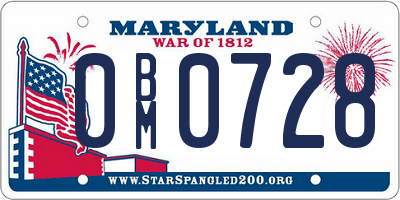 MD license plate 0BM0728