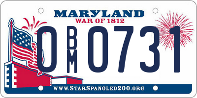 MD license plate 0BM0731