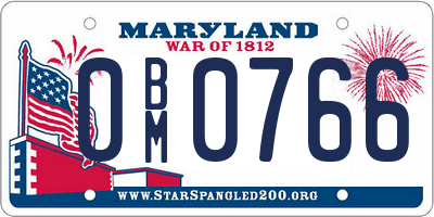 MD license plate 0BM0766